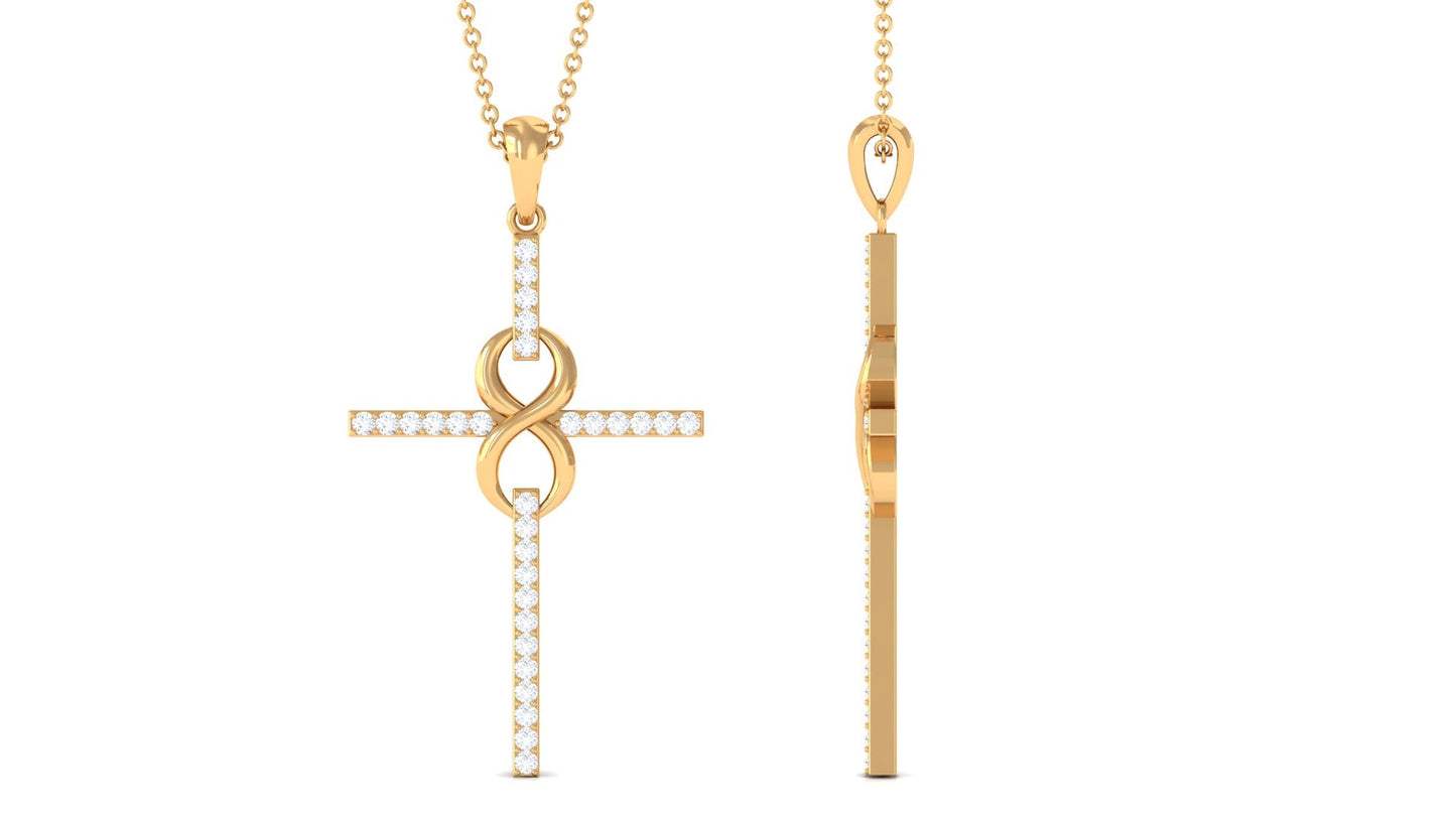 Certified Moissanite Infinity Cross Pendant Necklace