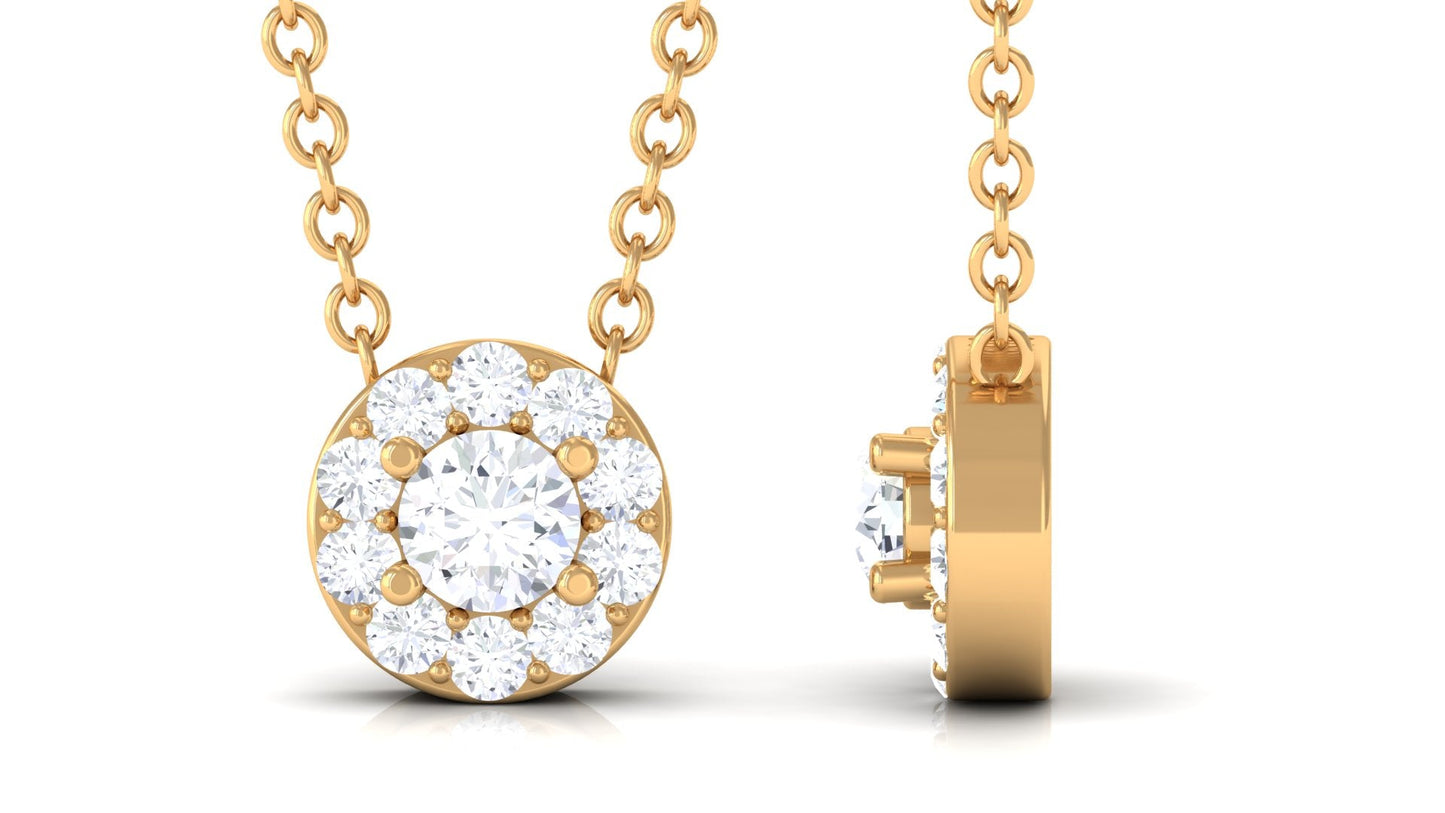 Certified Moissanite Minimalist Halo Necklace
