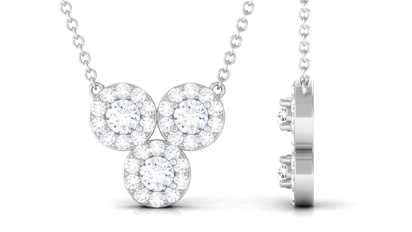 Certified Moissanite Trio Necklace with Halo