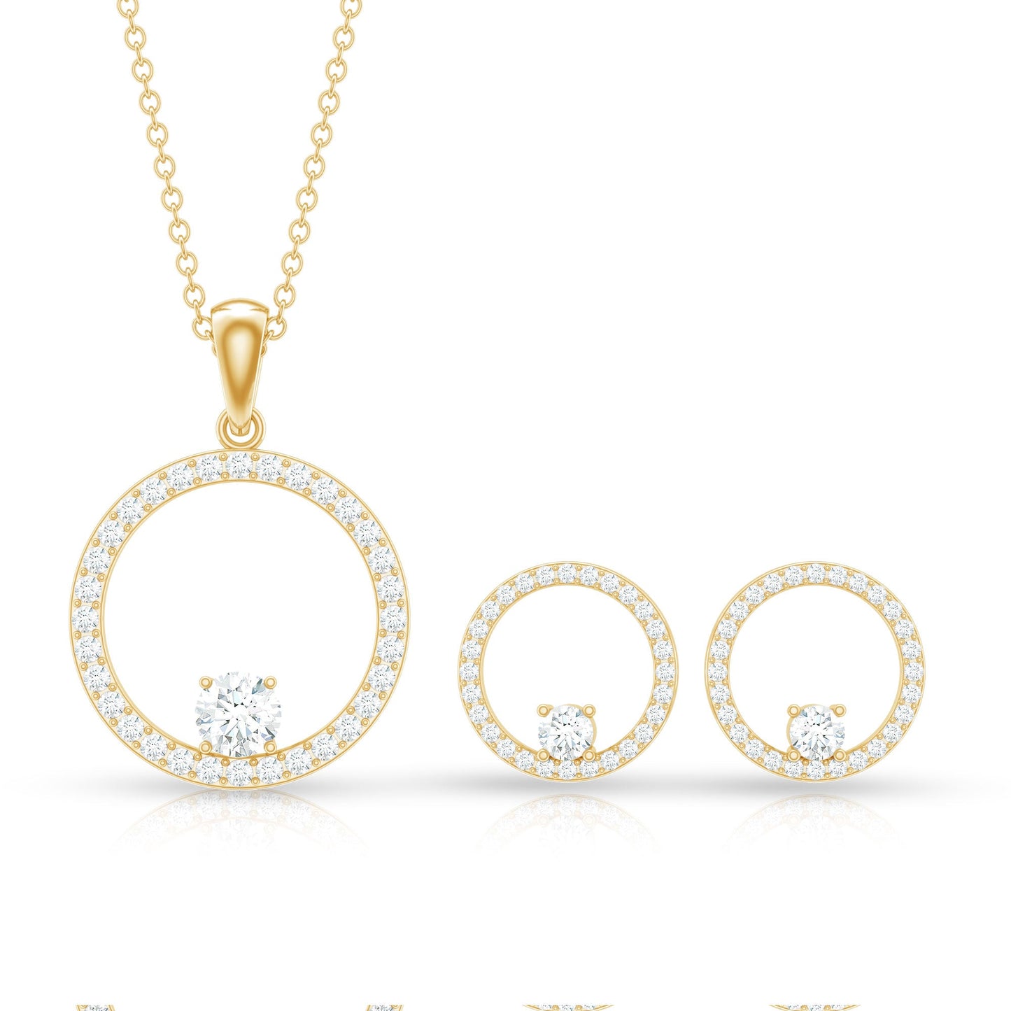 Certified Moissanite Open Circle Jewelry Set