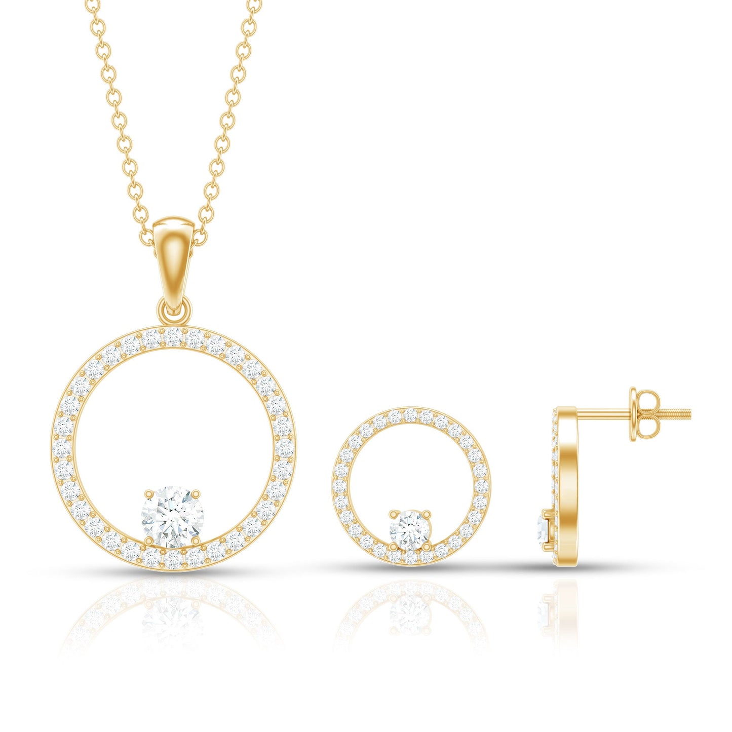 Certified Moissanite Open Circle Jewelry Set