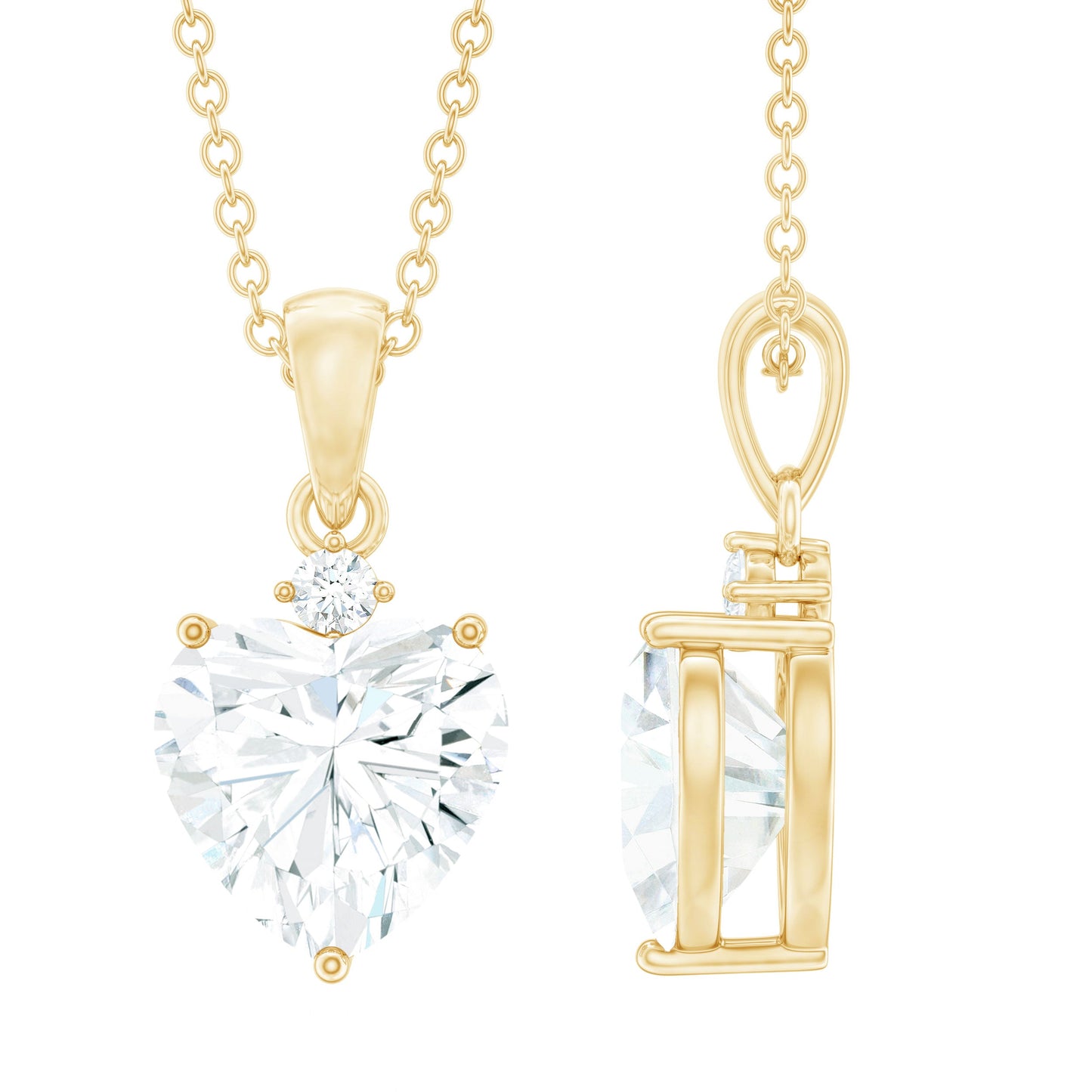 Certified 2 Carat Moissanite Heart Pendant for Women