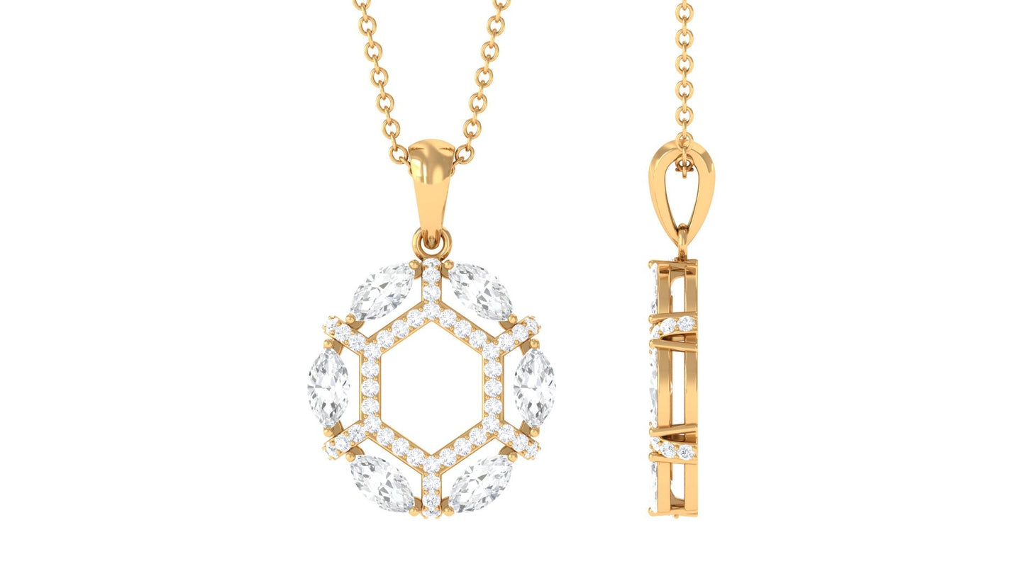 Certified Moissanite Art Deco Pendant Necklace