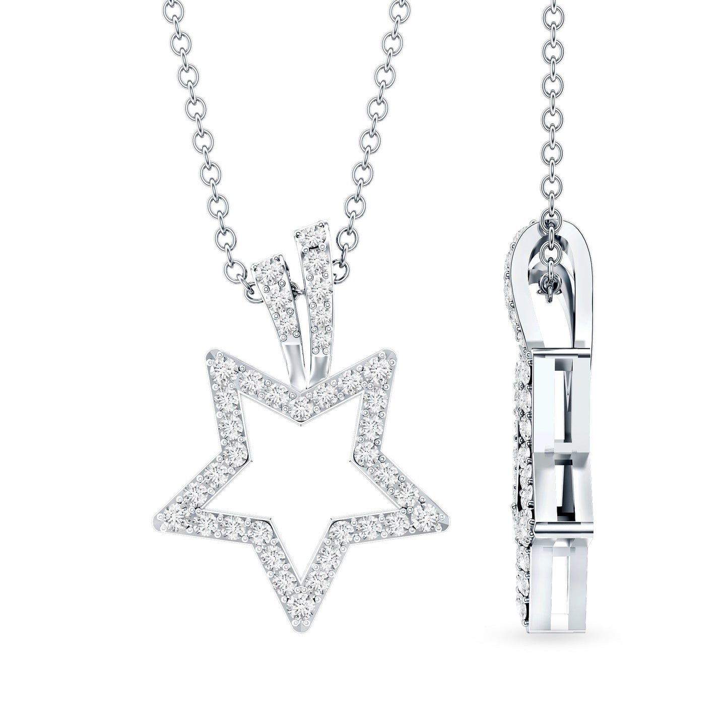 Certified Moissanite Star Shape Pendant
