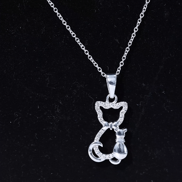 Certified Moissanite and Cat Pendant