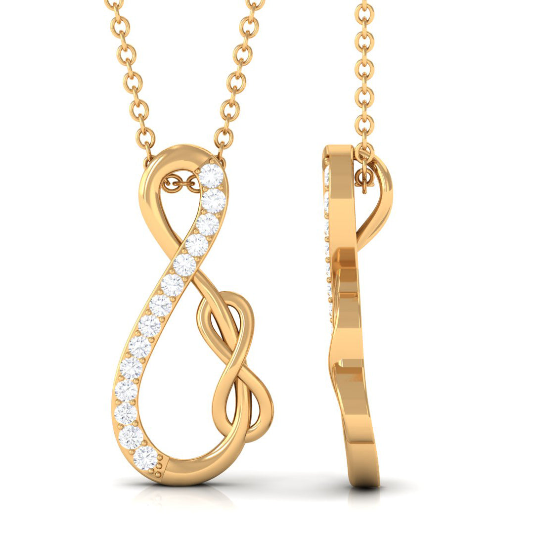 Interlock Infinity Pendant Necklace with Moissanite