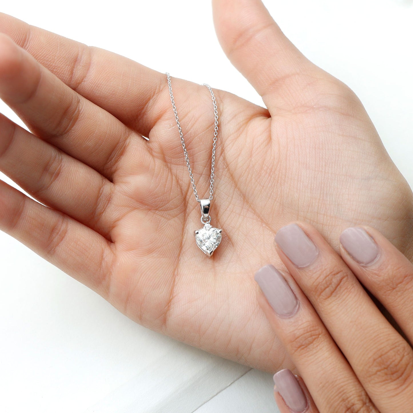 Certified Cubic Zirconia Heart Locket with Silver Chain