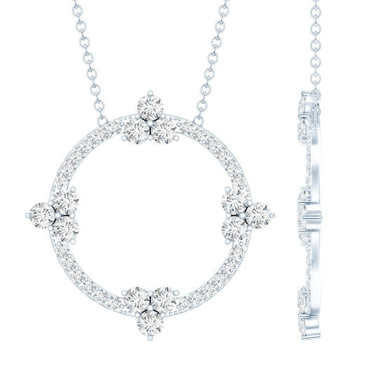 Certified Moissanite Eternity Promise Necklace in 14K Gold Plated Silver