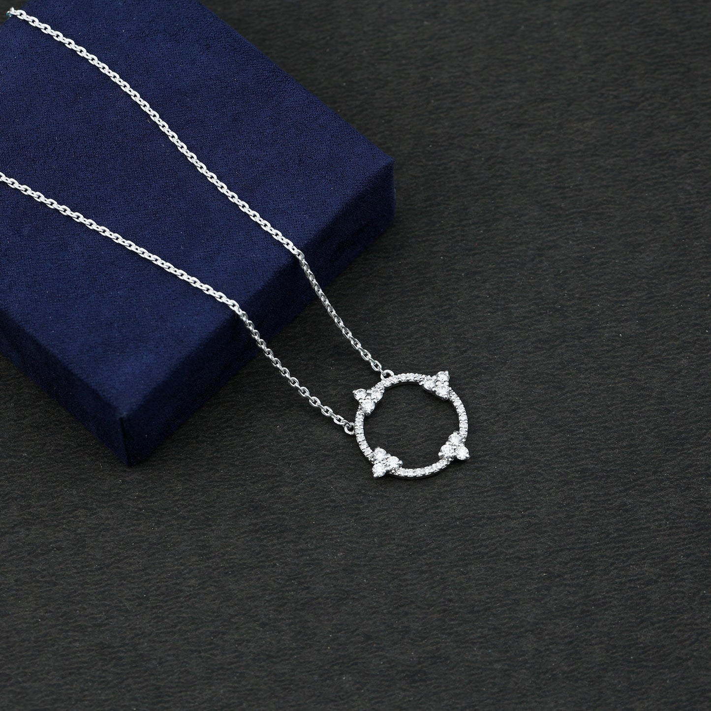 Certified Moissanite Eternity Promise Necklace in 14K Gold Plated Silver