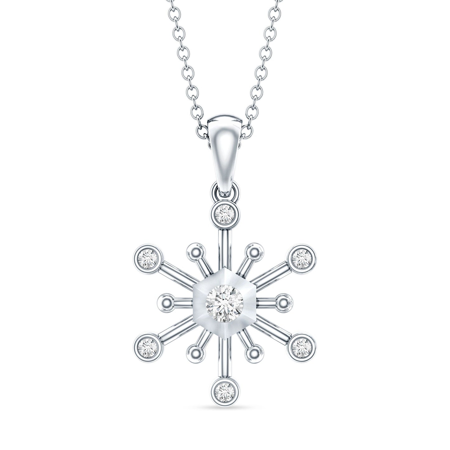Diamond Snowflake Pendant Necklace for Women