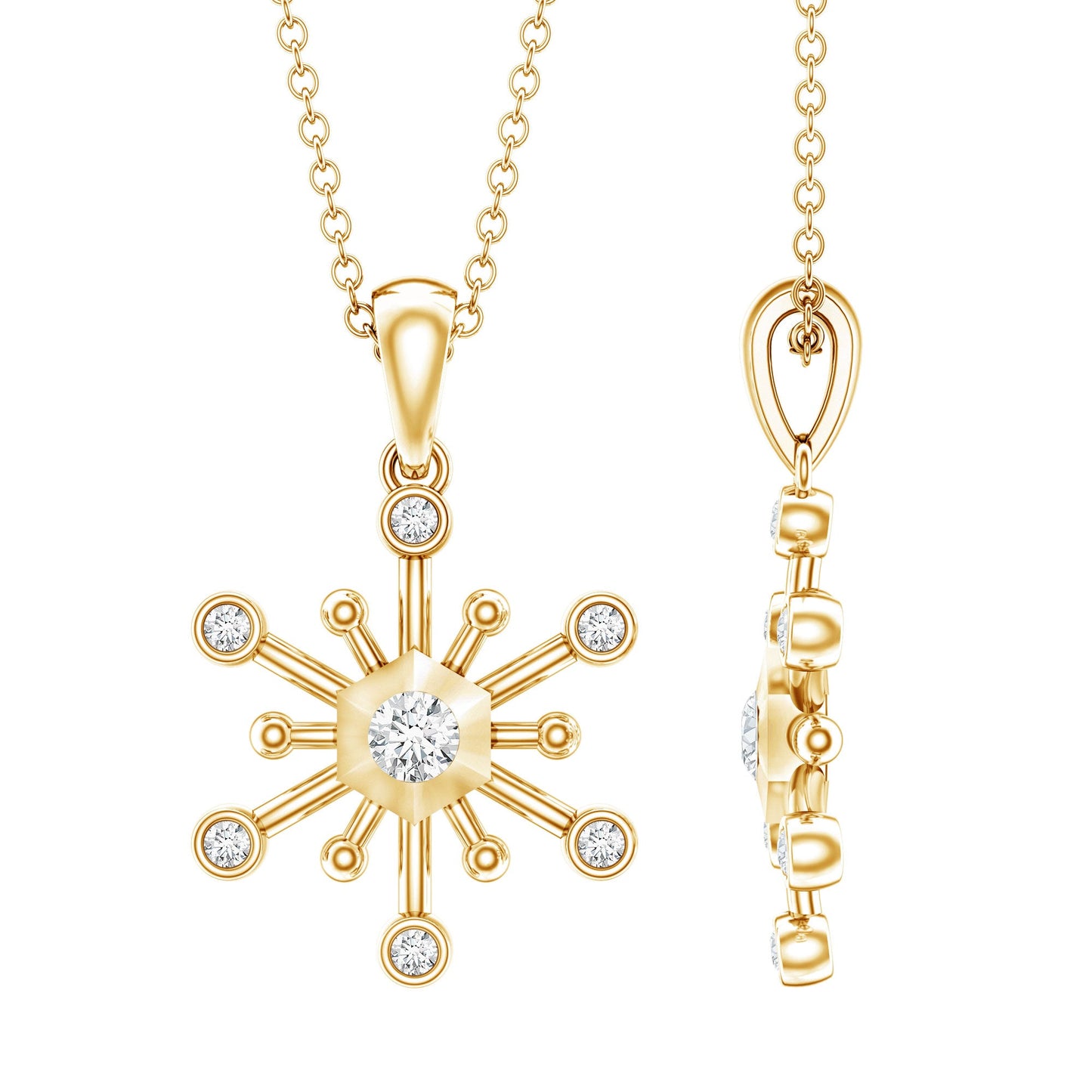 Diamond Snowflake Pendant Necklace for Women