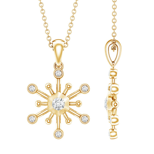 Diamond Snowflake Pendant Necklace for Women
