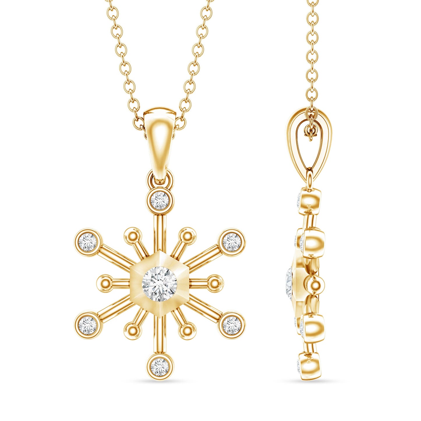 Diamond Snowflake Pendant Necklace for Women