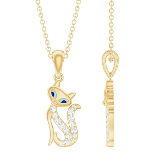 Certified Diamond Kitty Necklace For Women
