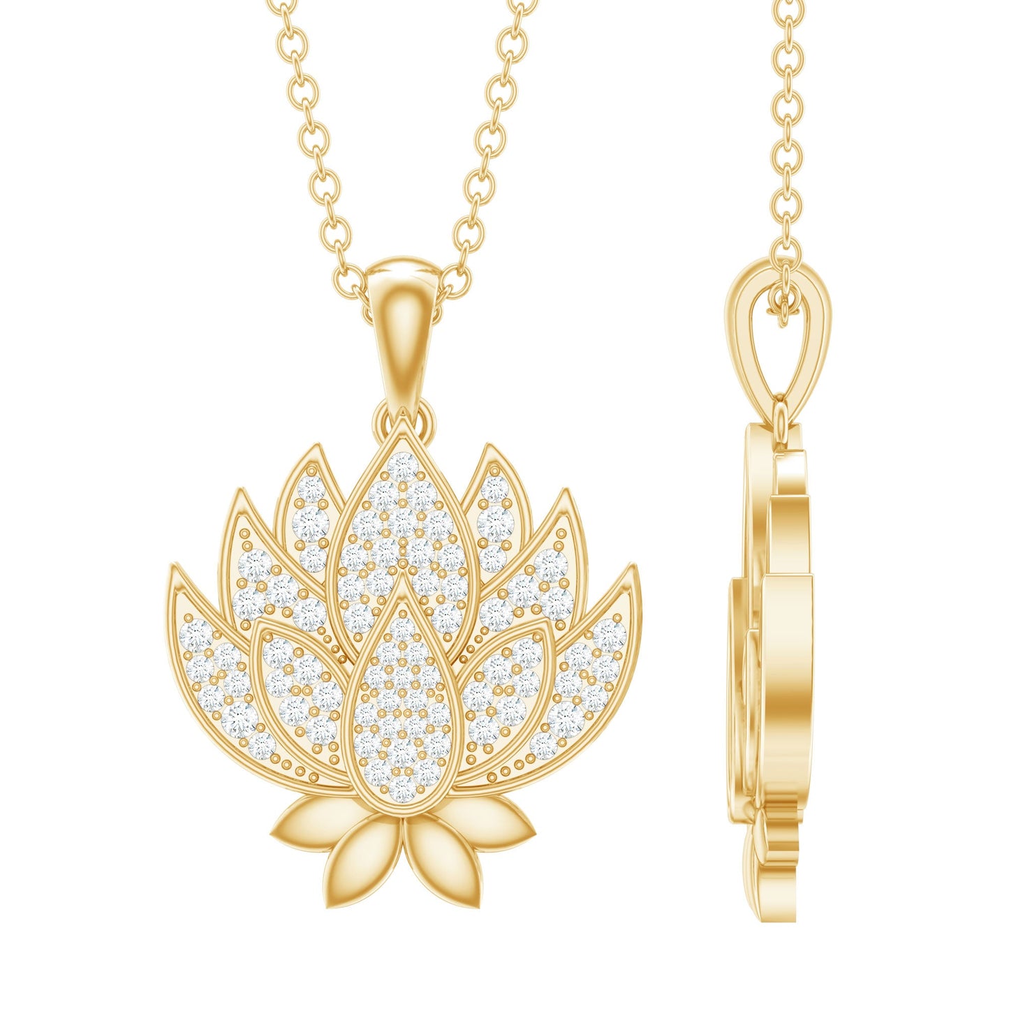Diamond Designer Lotus Flower Necklace