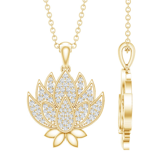 Diamond Designer Lotus Flower Necklace