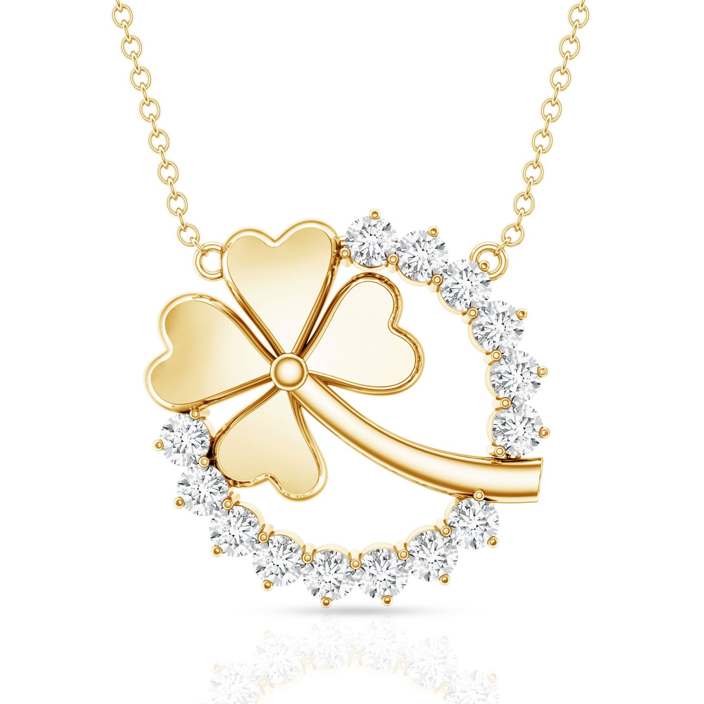 Certified Diamond Lucky 4 Leaf Necklace