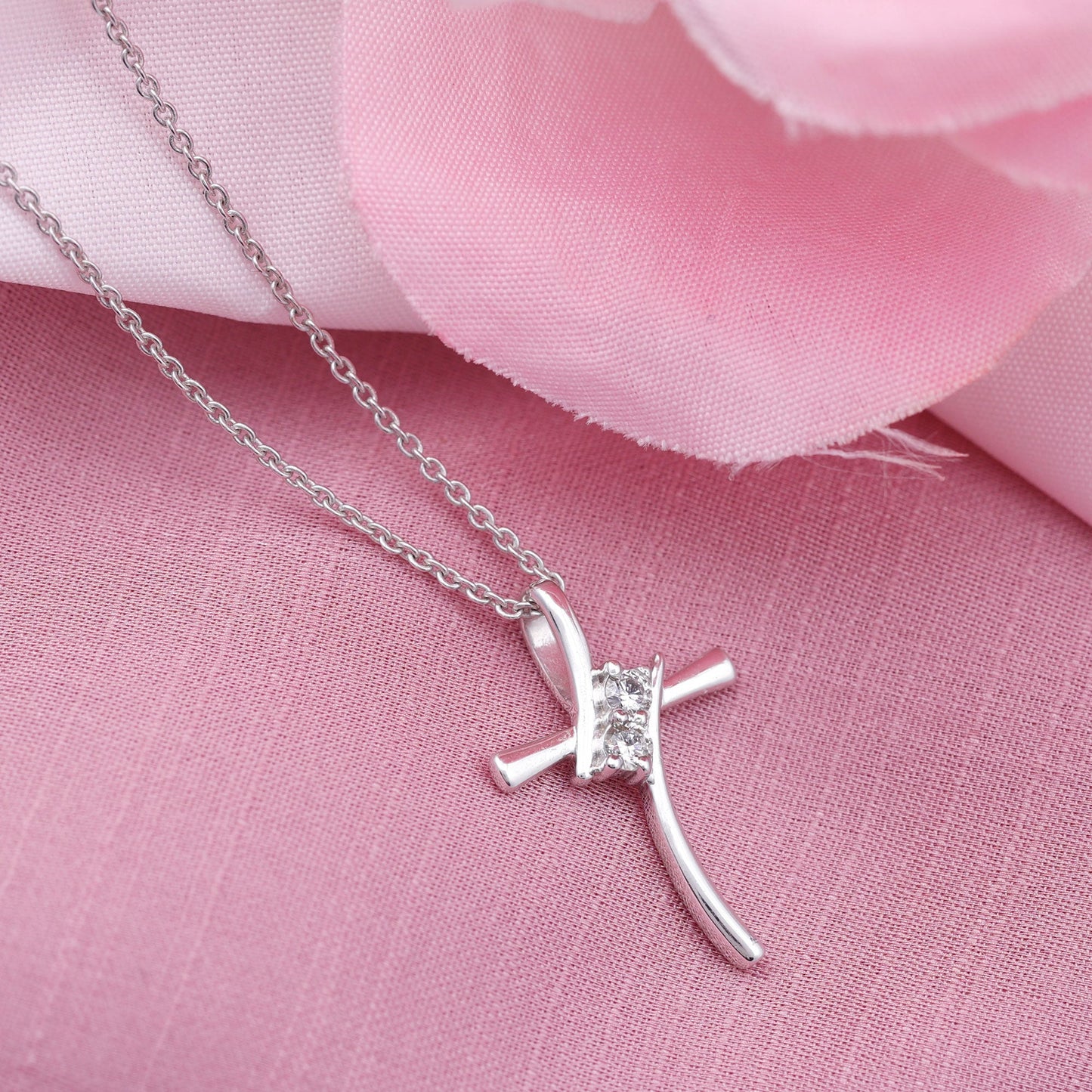 Diamond Cross Pendant Necklace for Women