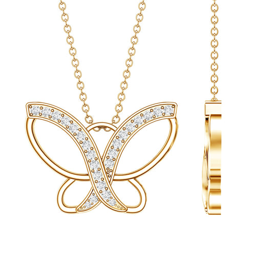 Diamond Butterfly Pendant Necklace For Women
