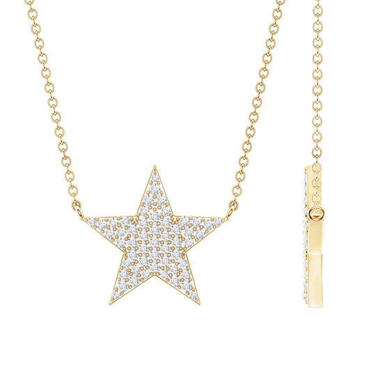 Diamond Star Pendant Necklace in Pave Setting