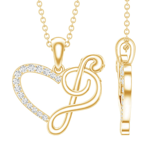 Diamond Heart and Music Note Necklace