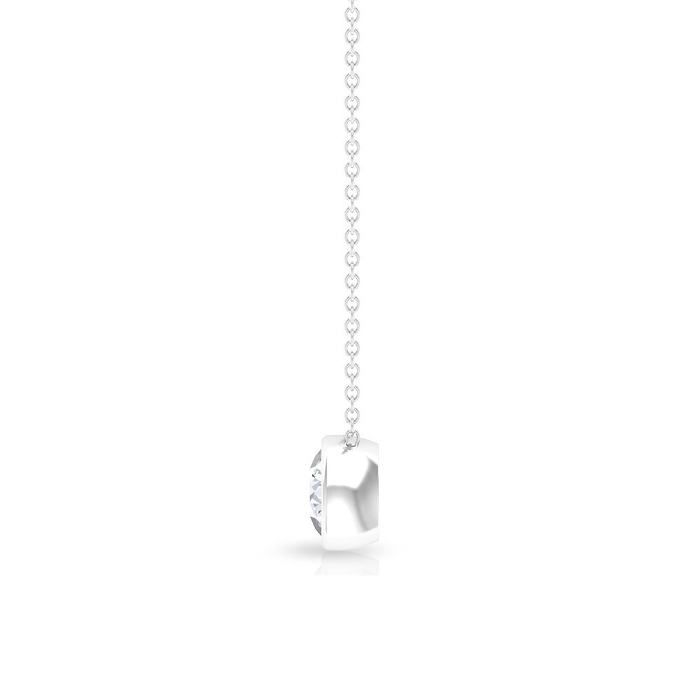 Bezel Set 3 Carat Moissanite Solitaire Necklace