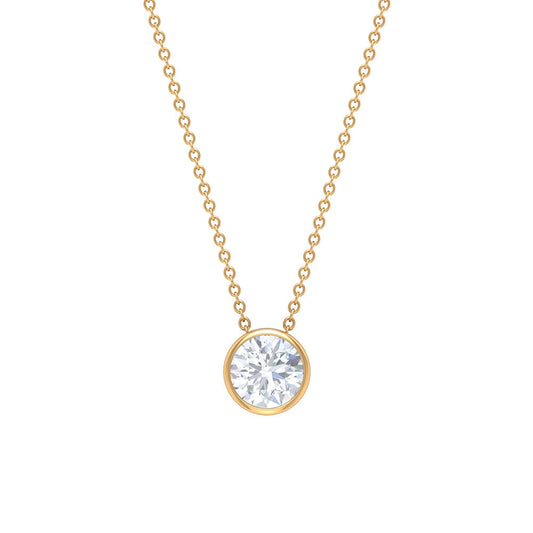Bezel Set 3 Carat Moissanite Solitaire Necklace