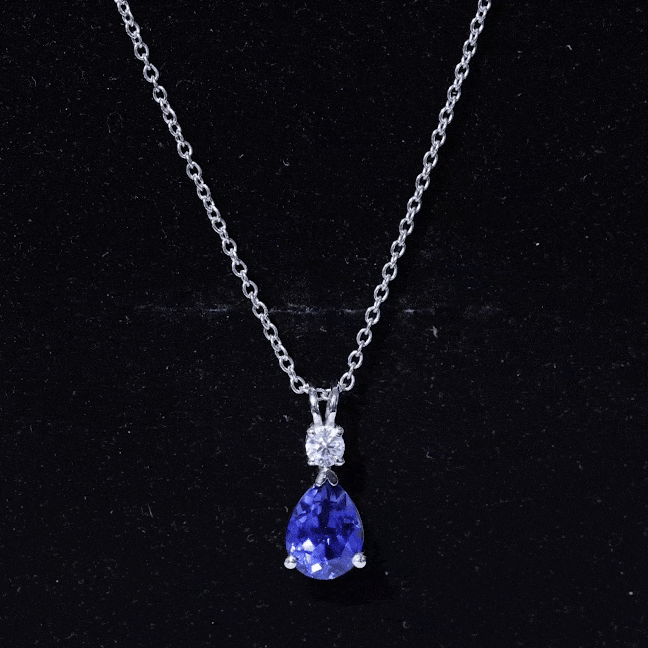 Certified 1.6 Carat Lab Grown Blue Sapphire Teardrop Necklace with Silver Chain
