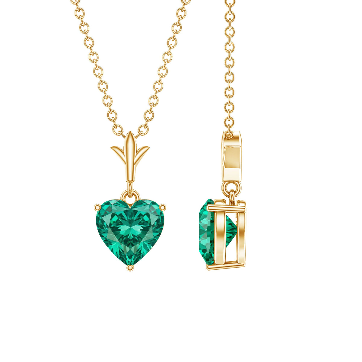 Certified Lab Created Emerald Heart Solitaire Necklace With Chain