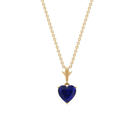 0.9 Carat Lab Grown Blue Sapphire Heart Necklace for Women