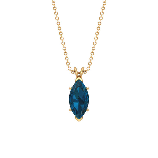 0.74 Carat Marquise Cut London Blue Topaz Solitaire Pendant