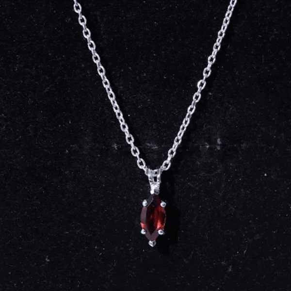 Real 0.75 Carat Garnet Marquise Necklace with Chain