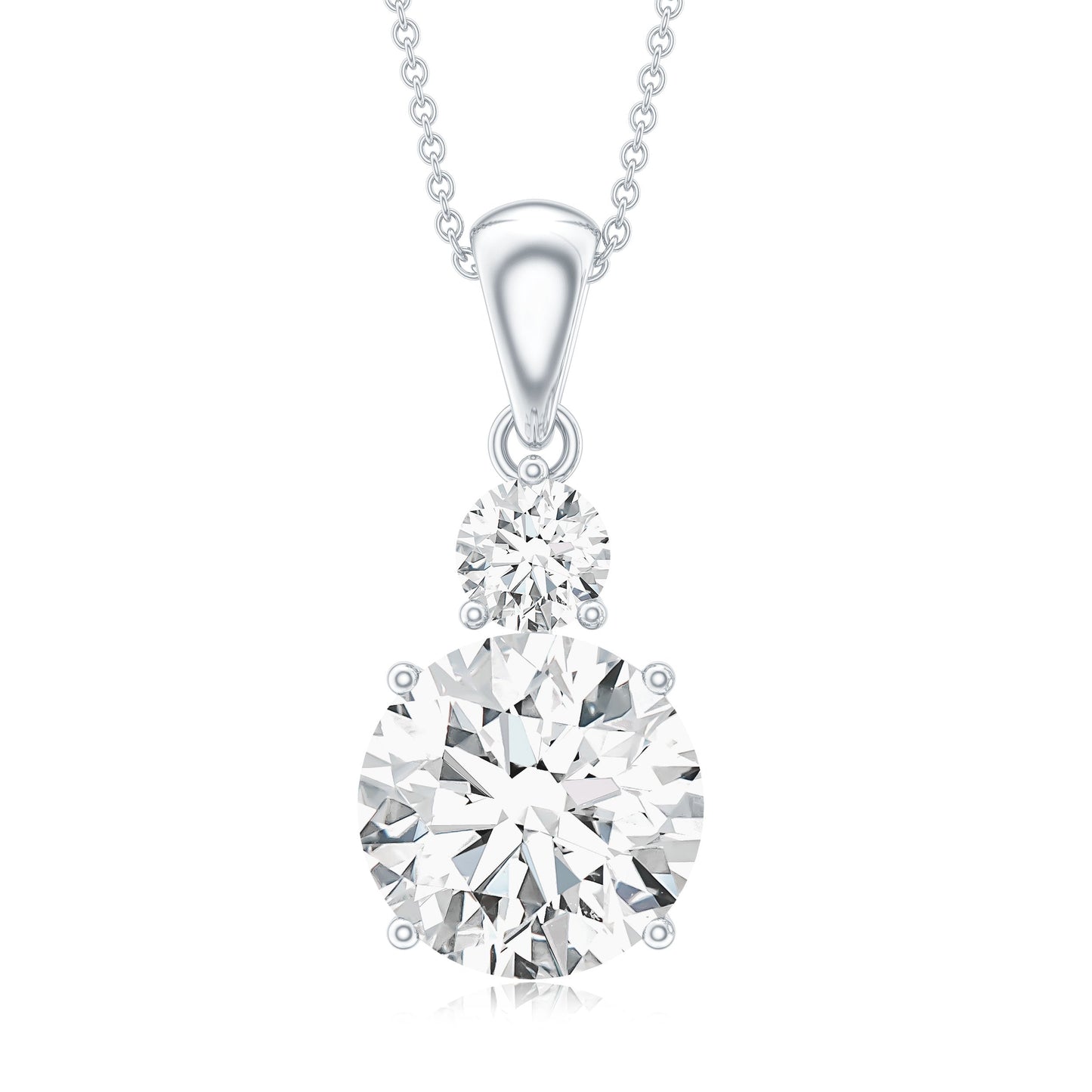 Brilliant Cut Moissanite Two Stone Necklace With Chain