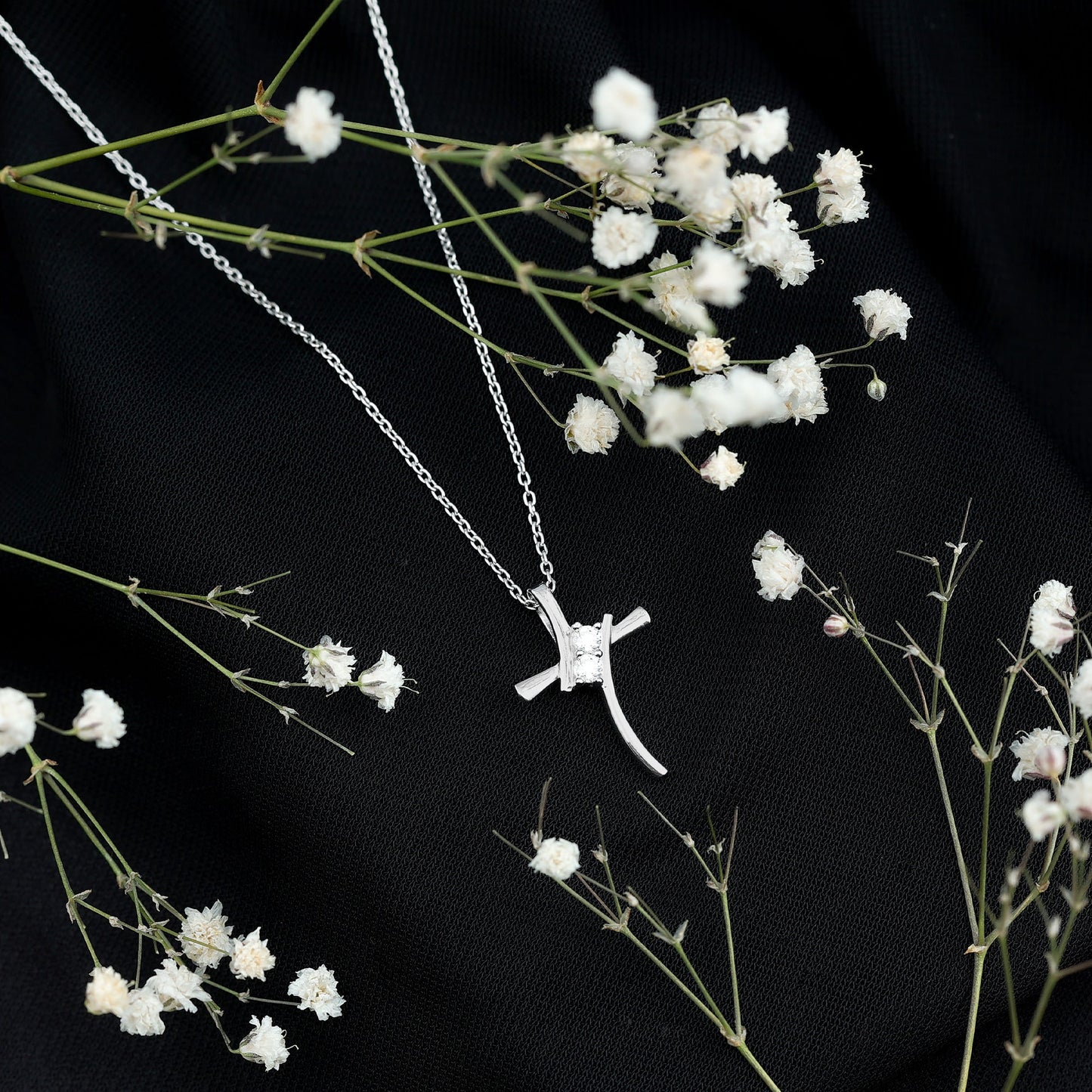 Certified Moissanite Cross Pendant Necklace in sterling Silver