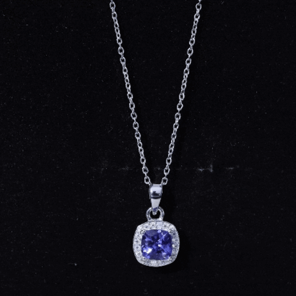 Real 1.2 Carat Tanzanite Bridal Necklace with Silver Chain