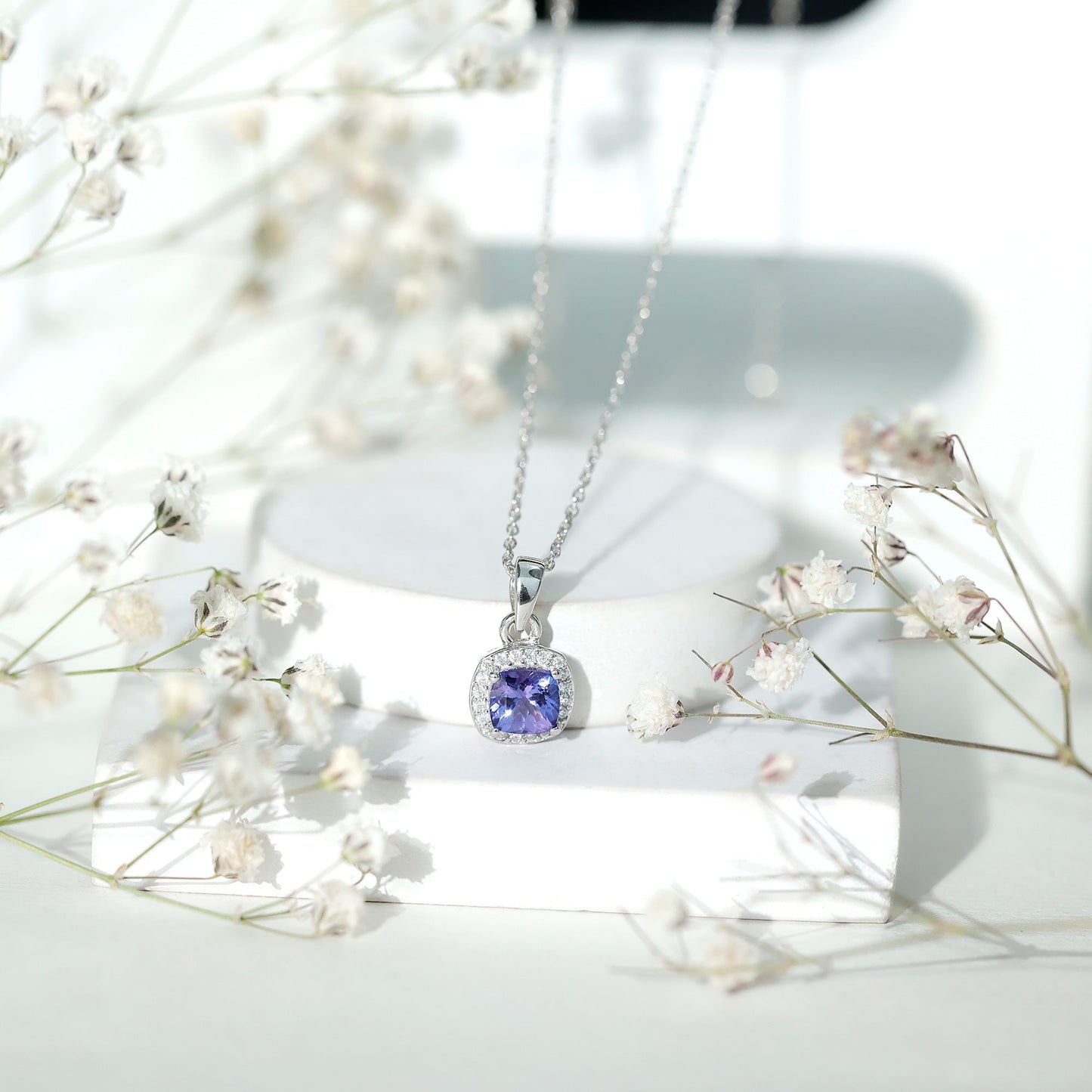 Real 1.2 Carat Tanzanite Bridal Necklace with Silver Chain