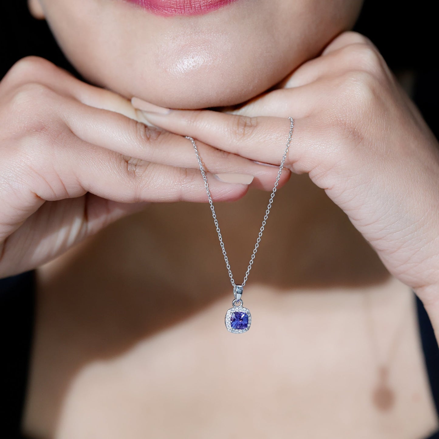 Real 1.2 Carat Tanzanite Bridal Necklace with Silver Chain