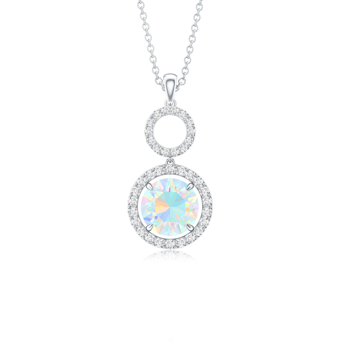 Natural Ethiopian Opal Drop Pendant Necklace with Diamond