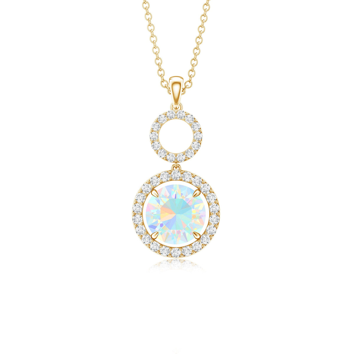 Natural Ethiopian Opal Drop Pendant Necklace with Diamond