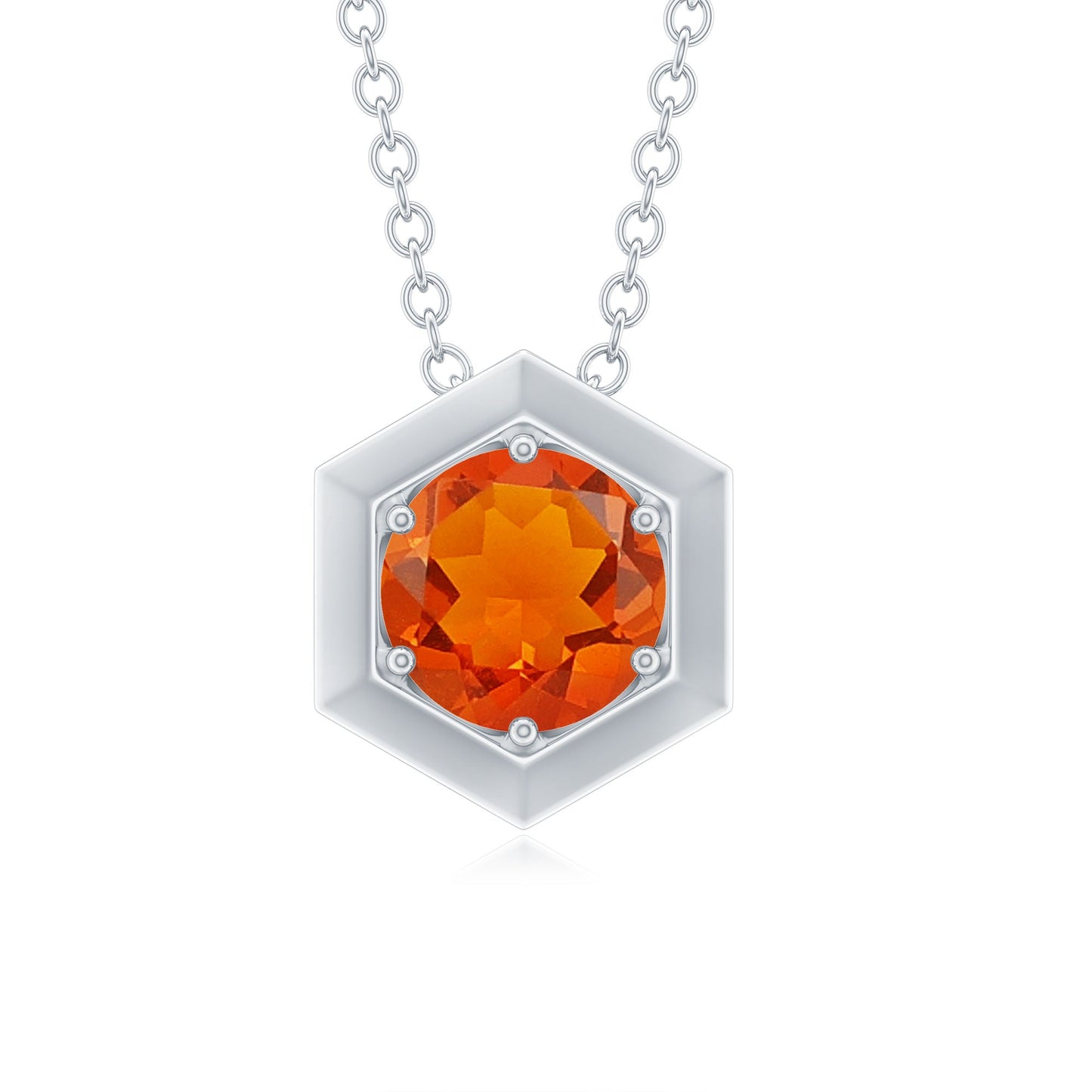 0.75 CT Natural Fire Opal Solitaire Pendant in 6 Prong Setting