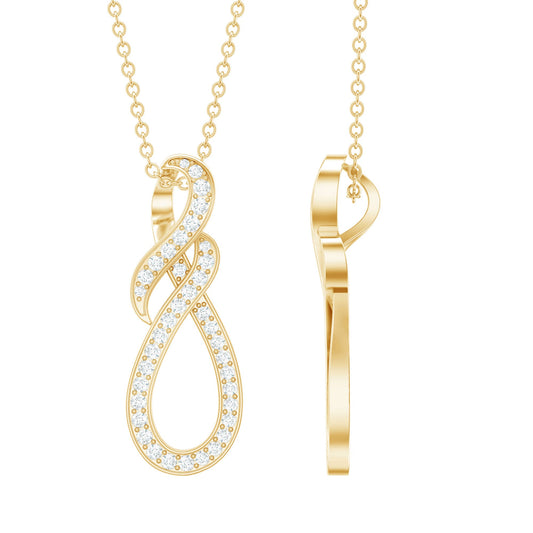 Natural Diamond Infinity Knot Pendant Necklace