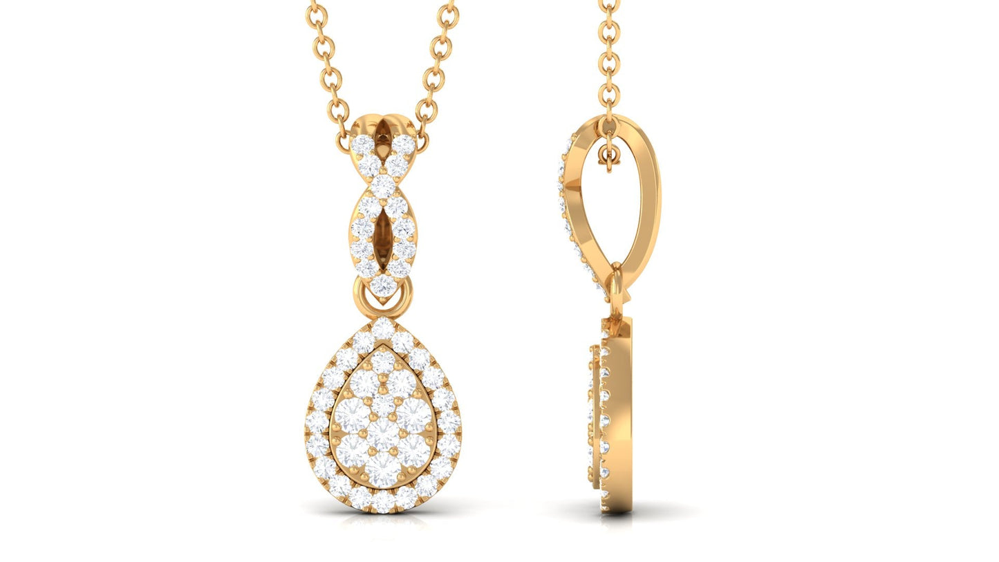 Real Diamond Teardrop Pendant Necklace with Infinity Bail