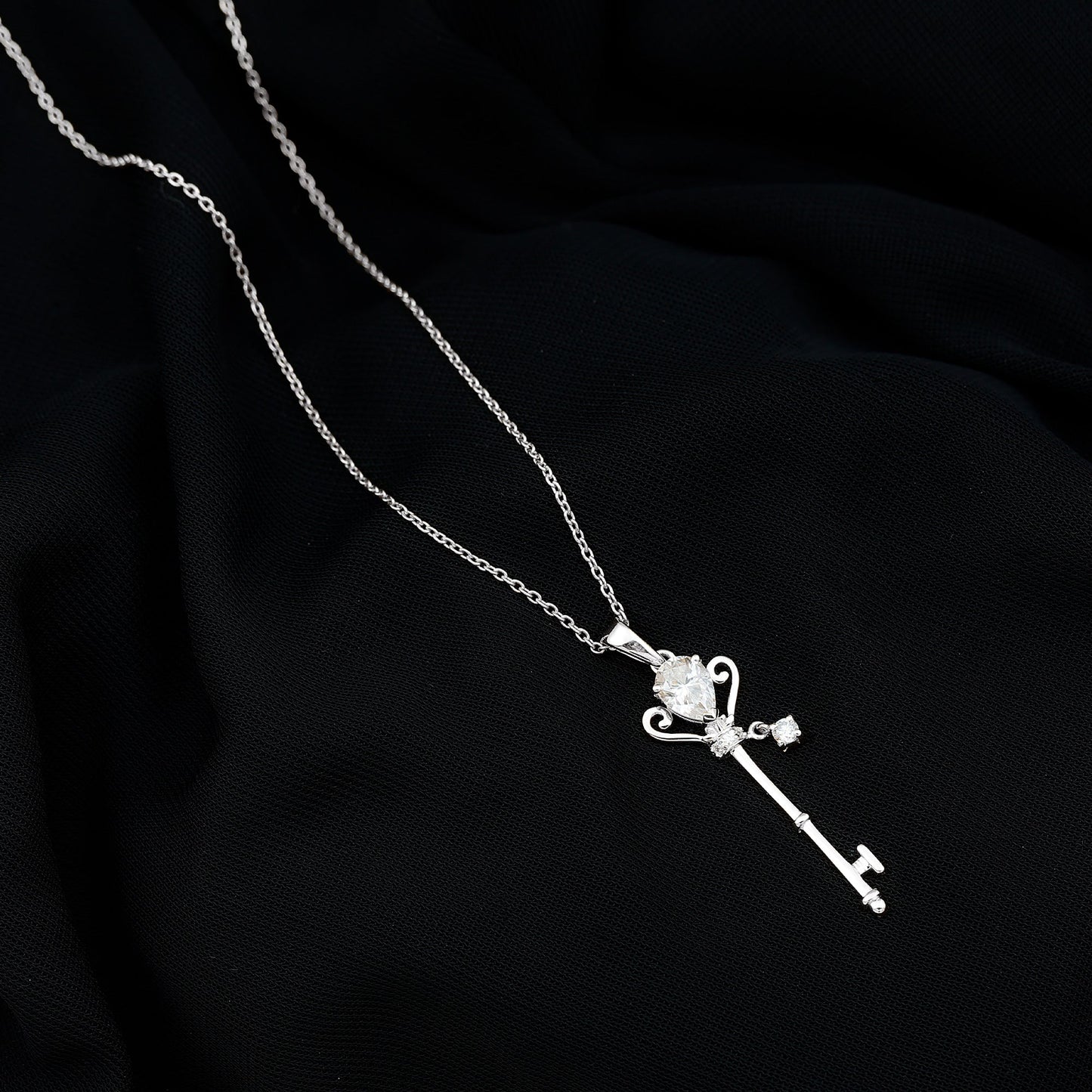 Certified Pear Shaped 0.6 Carat Lab Created Diamond Key Pendant