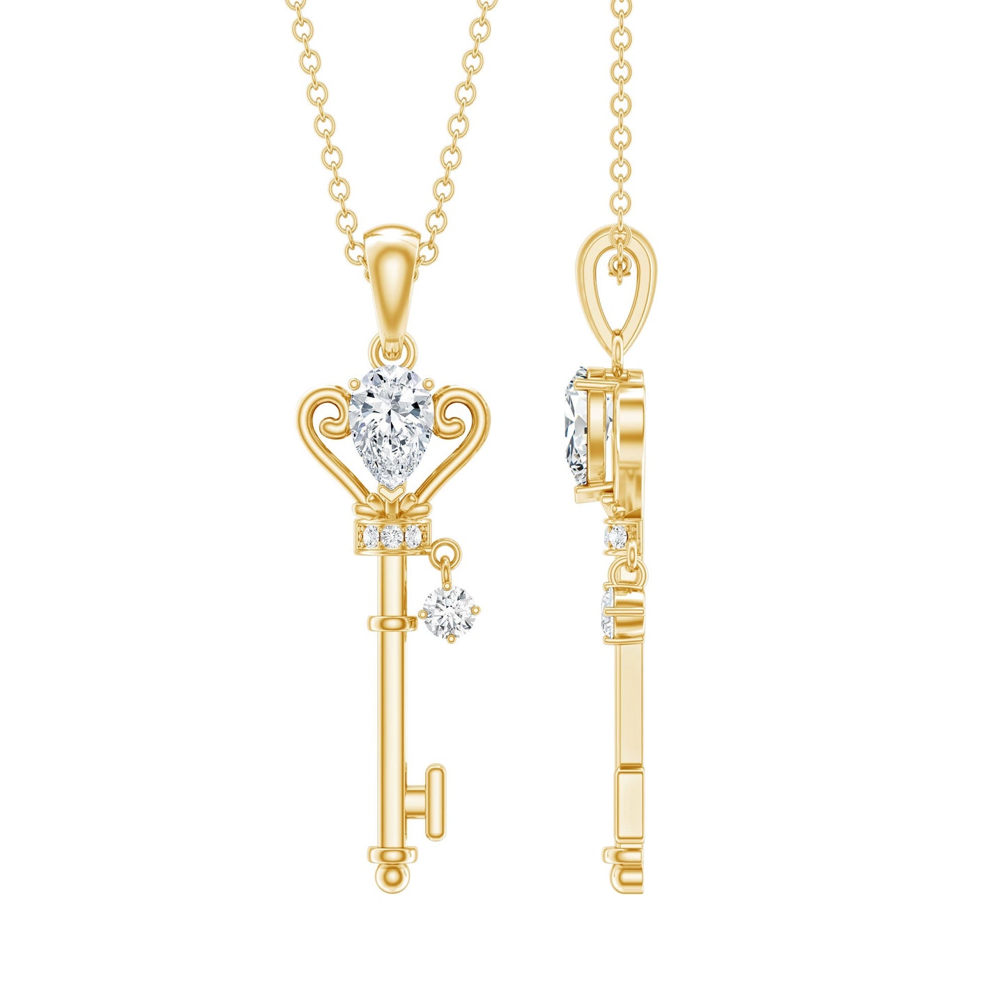 Certified Pear Shaped 0.6 Carat Lab Created Diamond Key Pendant
