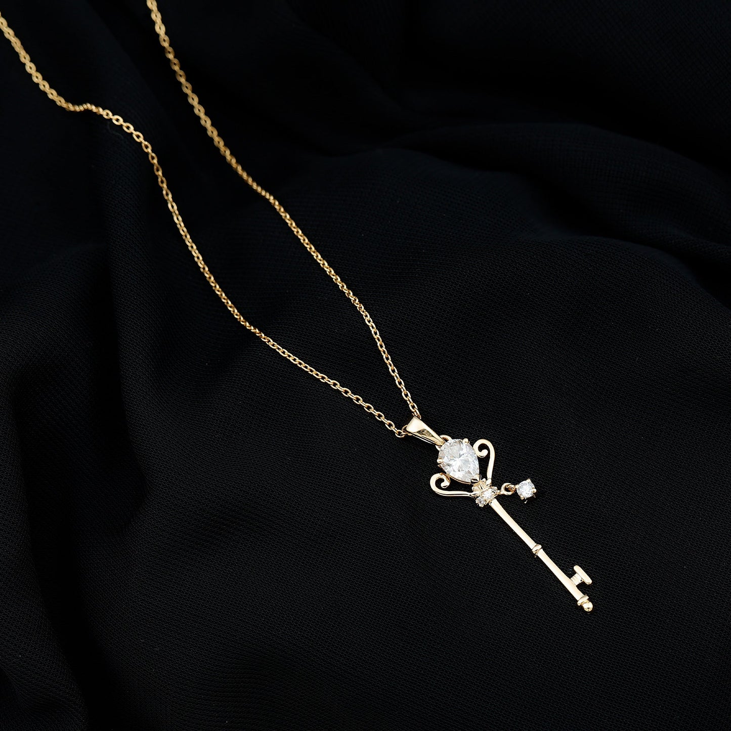 Certified Pear Shaped 0.6 Carat Lab Created Diamond Key Pendant