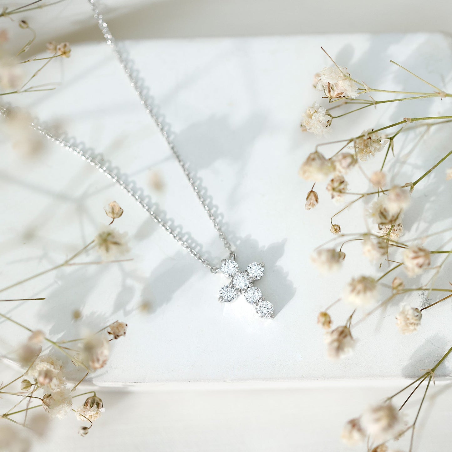 Lab Grown Diamond Religious Cross Pendant Necklace