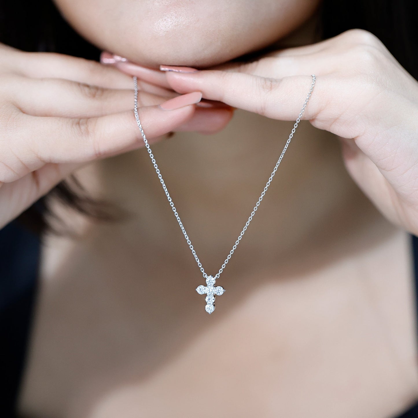 Lab Grown Diamond Religious Cross Pendant Necklace