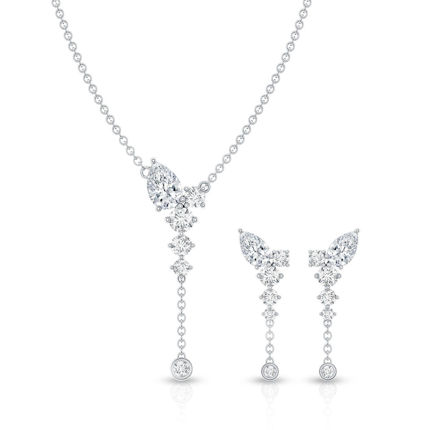 Certified Lab Grown Diamond Designer Necklace and Earrings Set