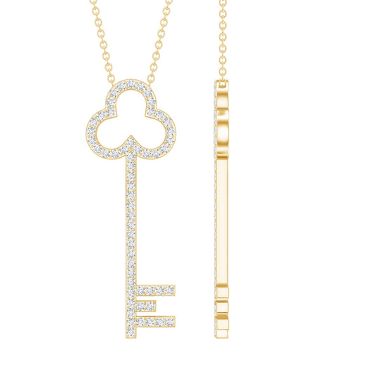 Certified Lab Grown Diamond Key Necklace For Women