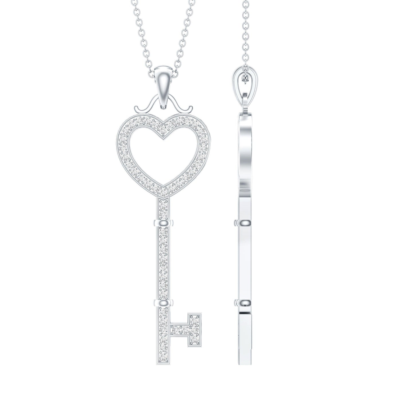 Lab Grown Diamond Key To My Heart Pendant Necklace